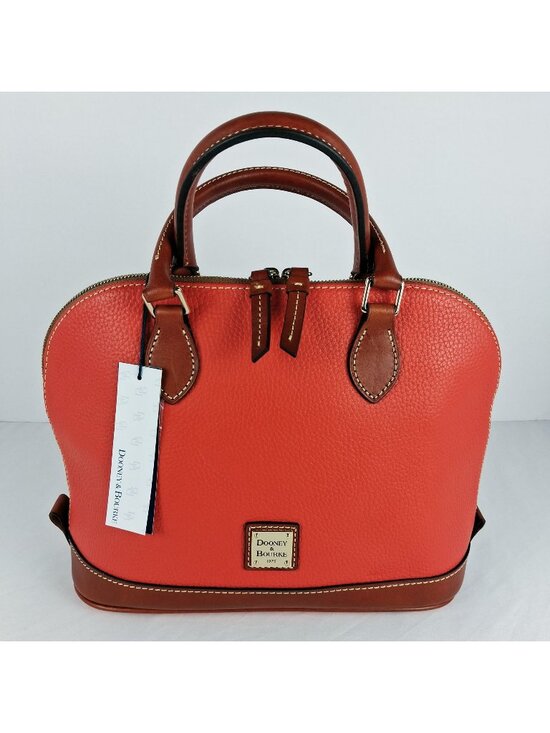 Dooney & Bourke Handbags - Dooney & Bourke Pebble Leather Domed Dark Salmon Satchel / Cross Body NWT